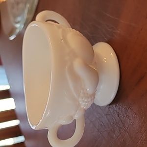Milk glass cream and sugar set